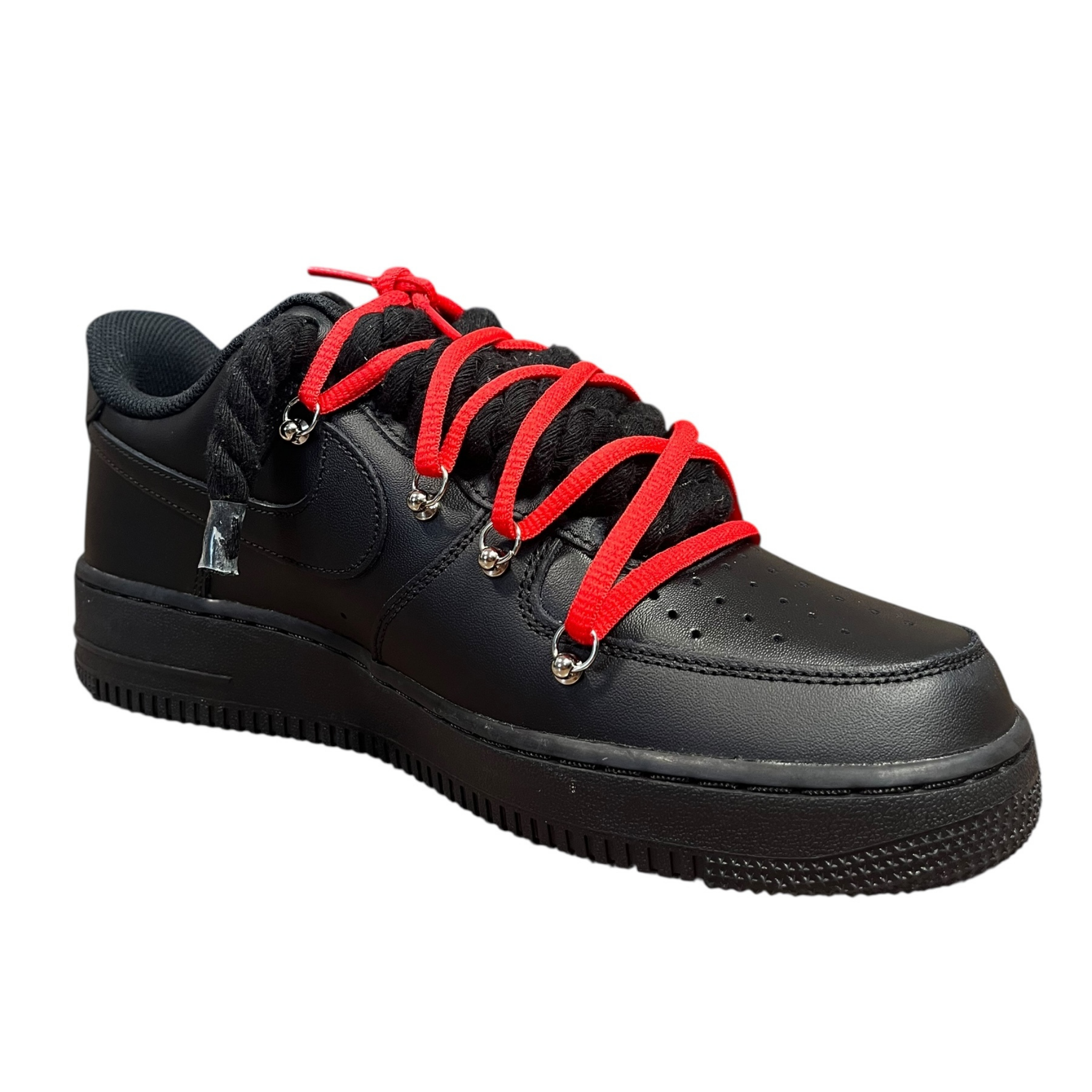 Nike Air Force 1 Black Double Rope Laces Black/Red