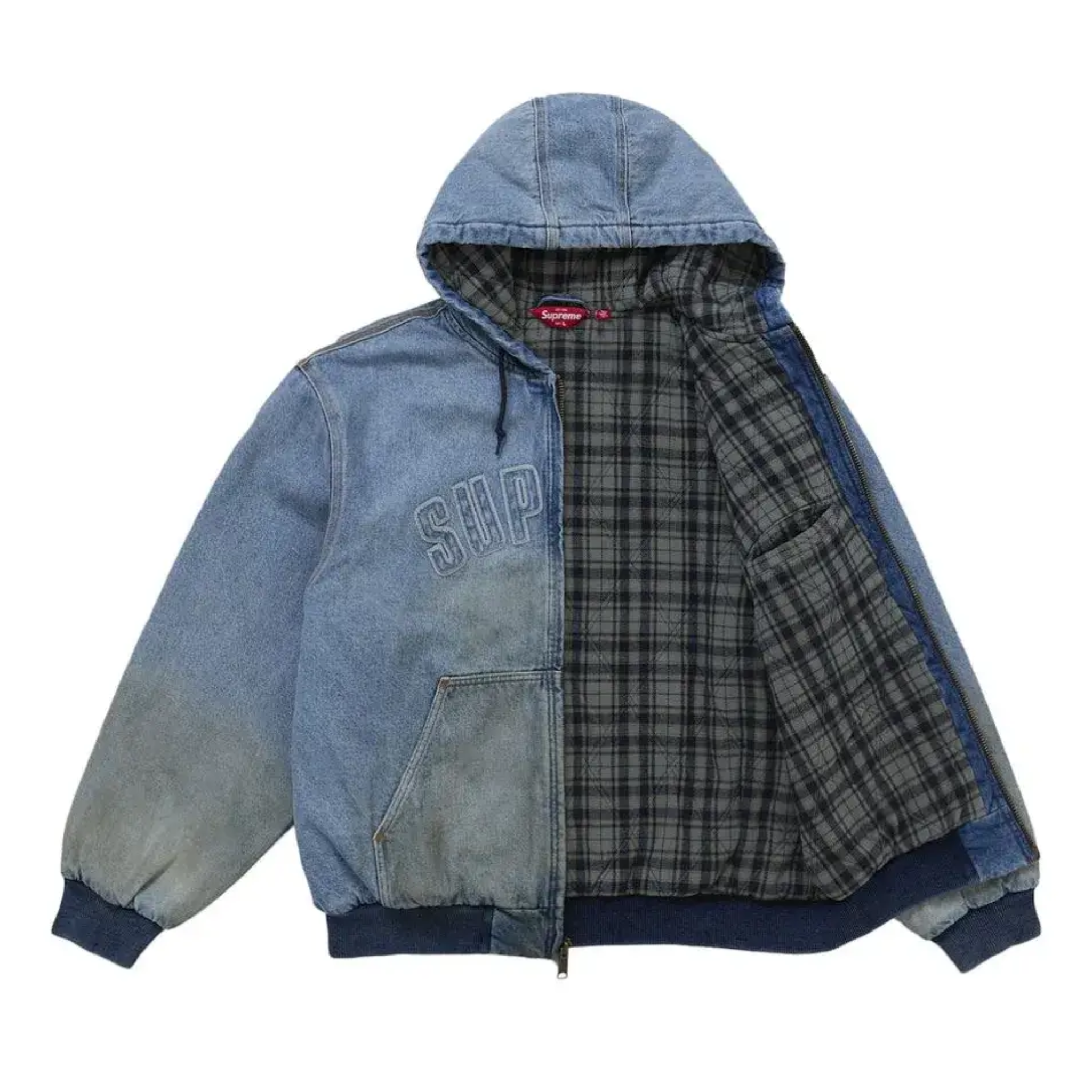 Supreme Reflective Arc Hooded Work Jacket Denim