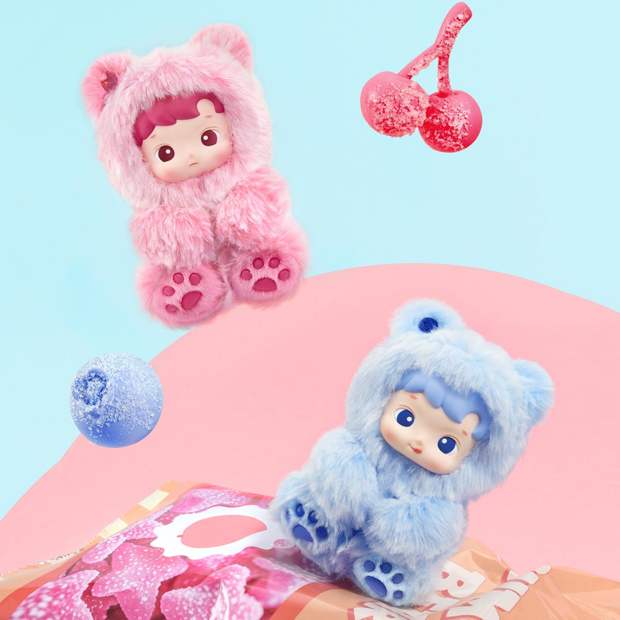 Pop Mart HACIPUPU Gummy Bear Series Vinyl Plush Pendant (Zestaw 6 szt.)