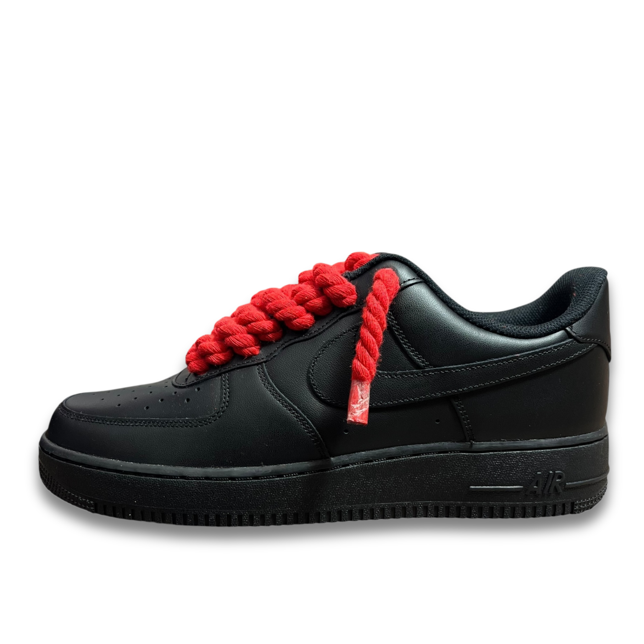 Nike Air Force 1 Black Rope Laces Red - Pełna rozmiarówka – HYPESOLE
