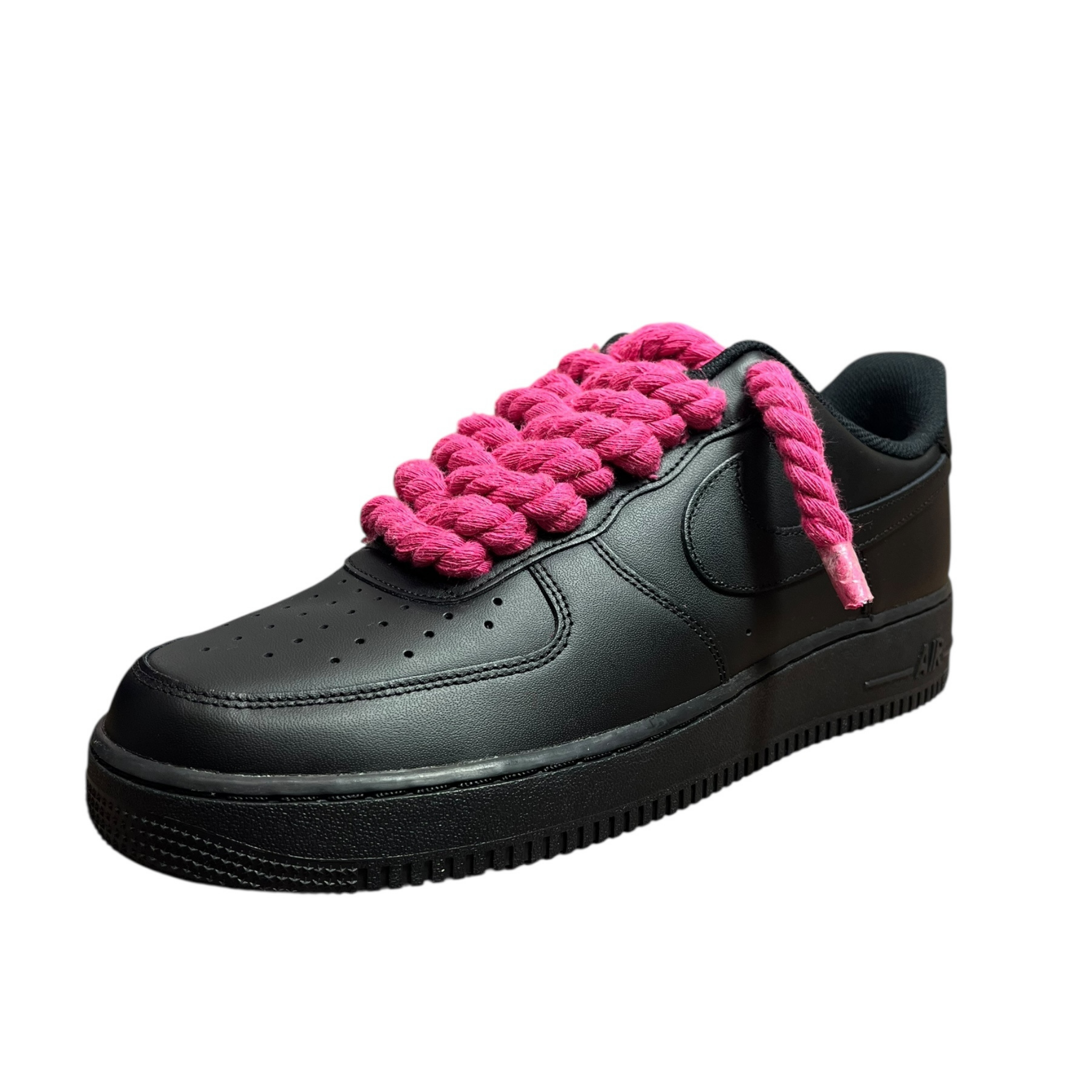 Nike Air Force 1 Black Rope Laces Deep Pink