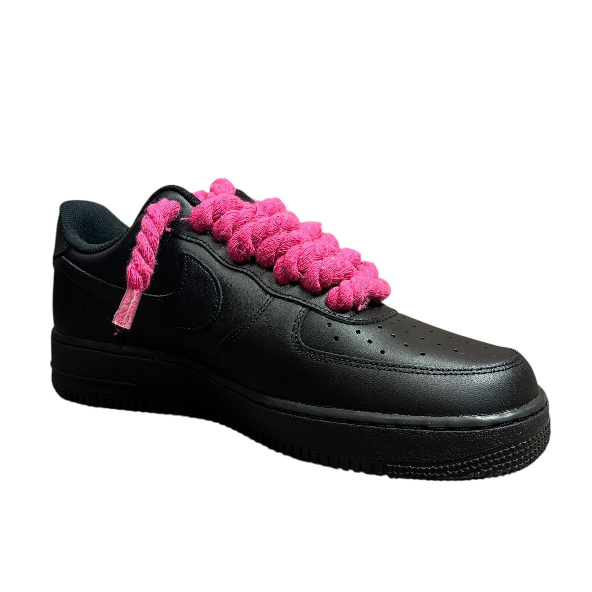 Nike Air Force 1 Black Rope Laces Deep Pink