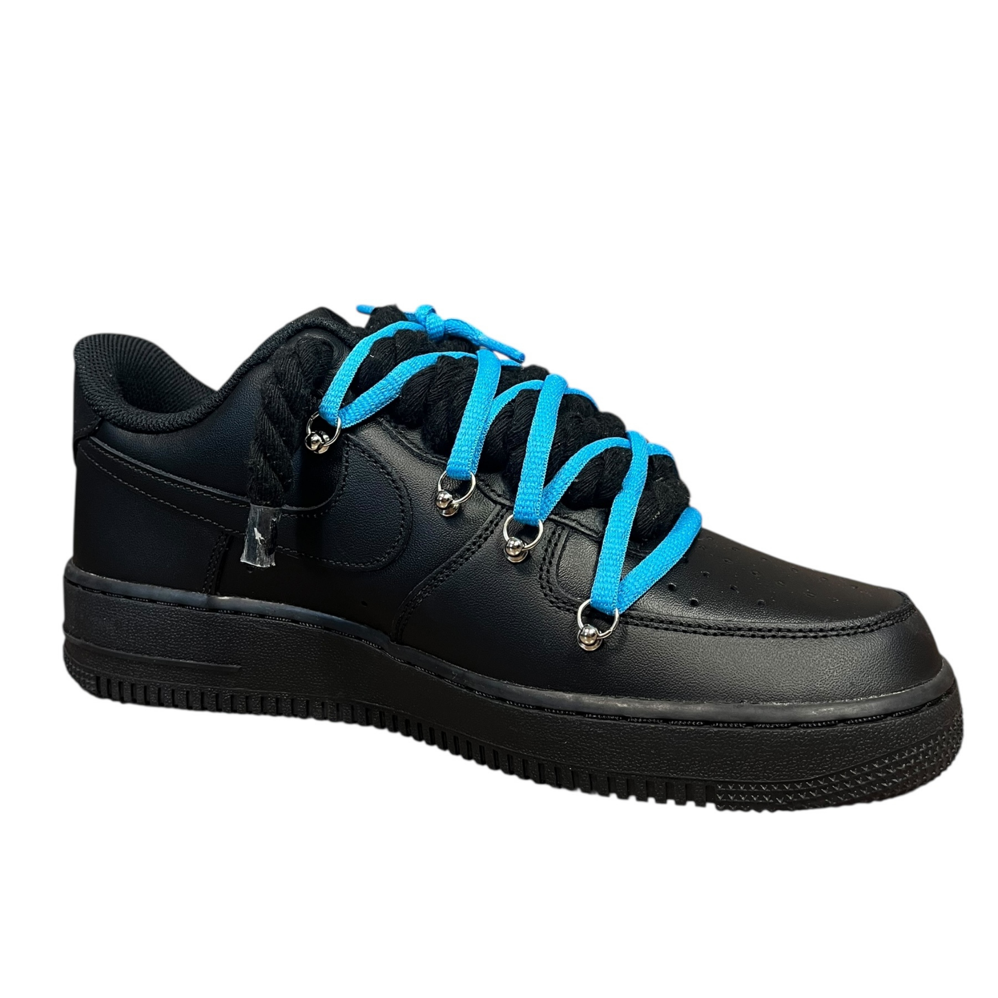 Nike Air Force 1 Black Double Rope Laces Black/Blue