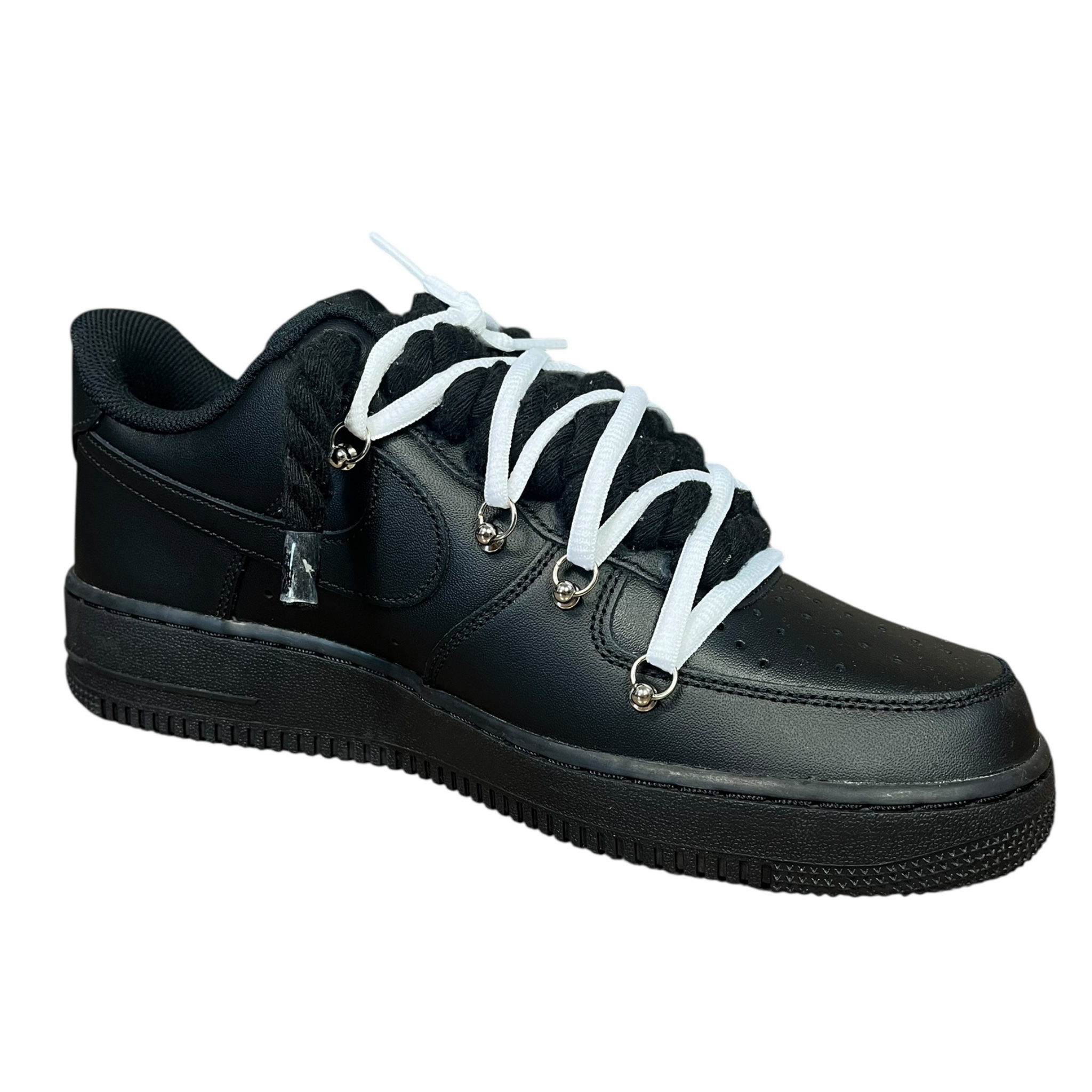 Nike Air Force 1 Black Double Rope Laces Black/White