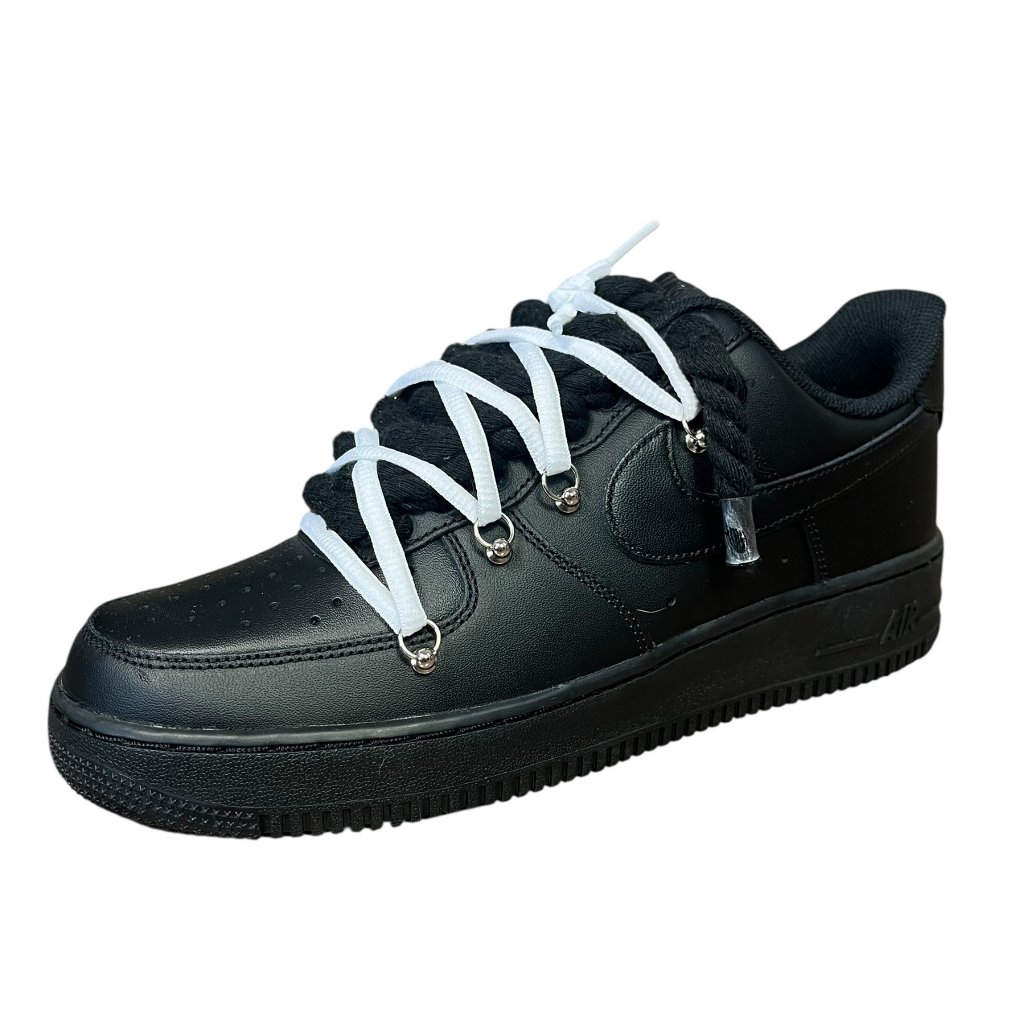Nike Air Force 1 Black Double Rope Laces Black/White
