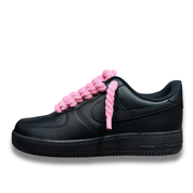 Nike Air Force 1 Black Rope Laces Pink