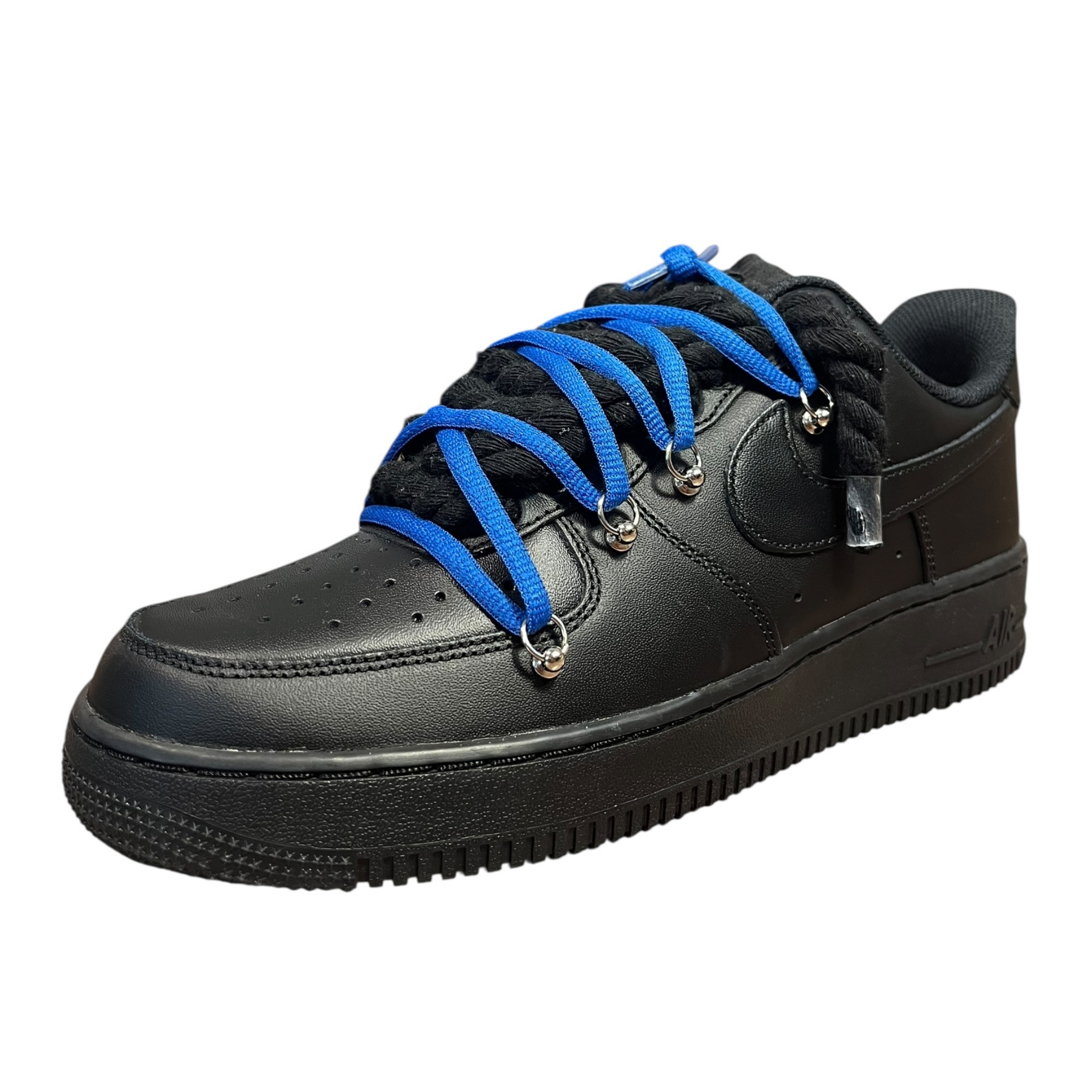 Nike Air Force 1 Black Double Rope Laces Black/Navy