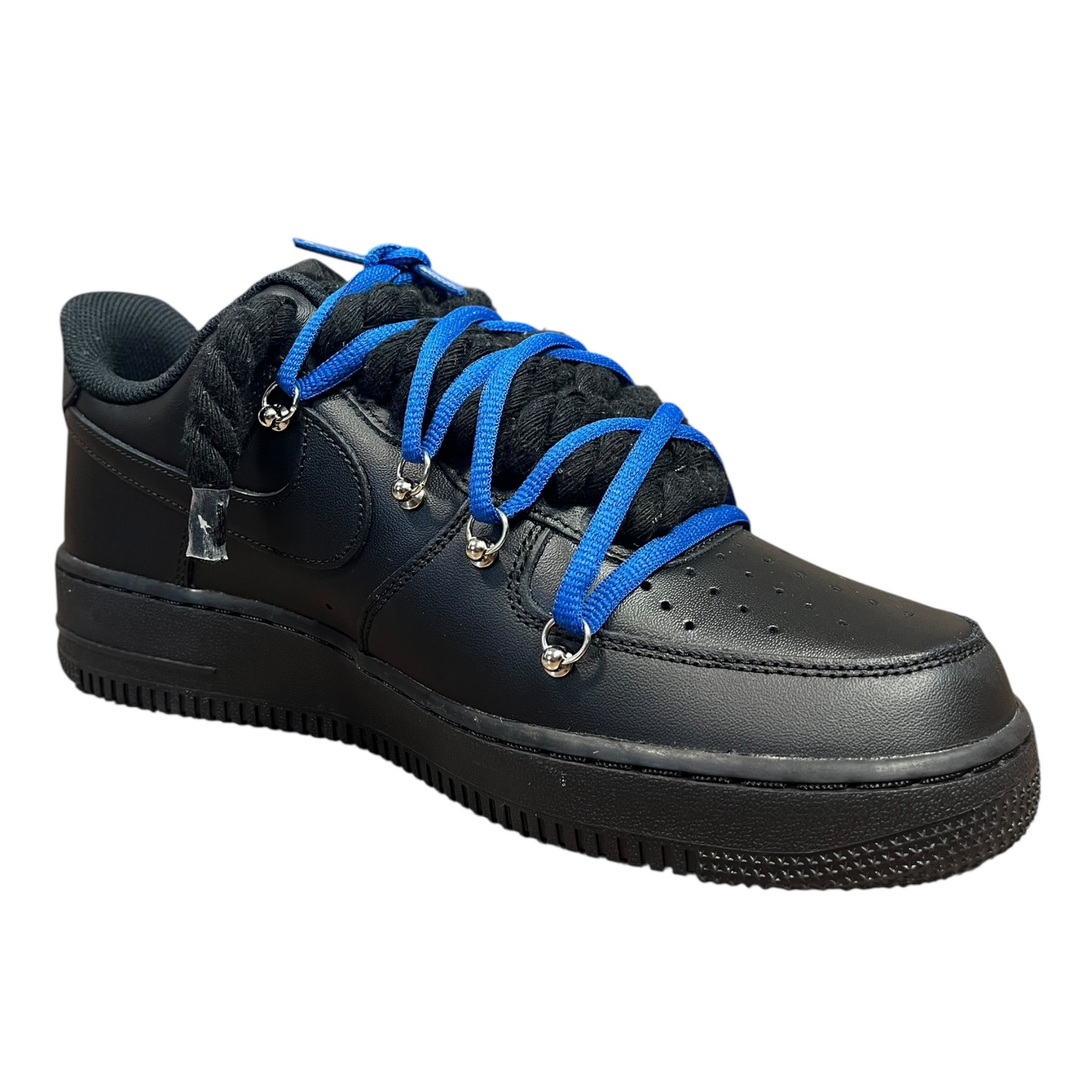 Nike Air Force 1 Black Double Rope Laces Black/Navy