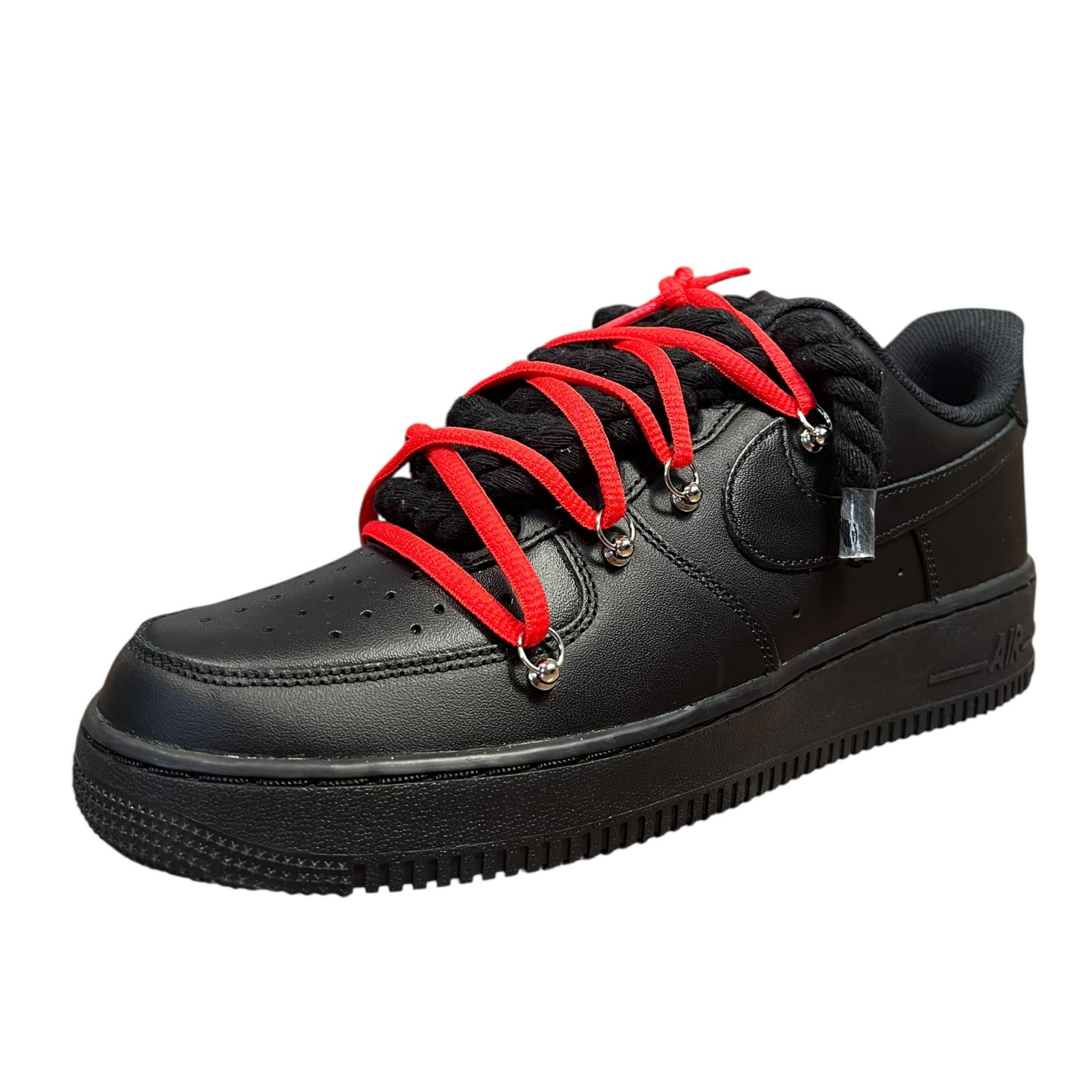 Nike Air Force 1 Black Double Rope Laces Black/Red