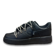 Nike Air Force 1 Black Double Rope Laces Black/Silver Chain