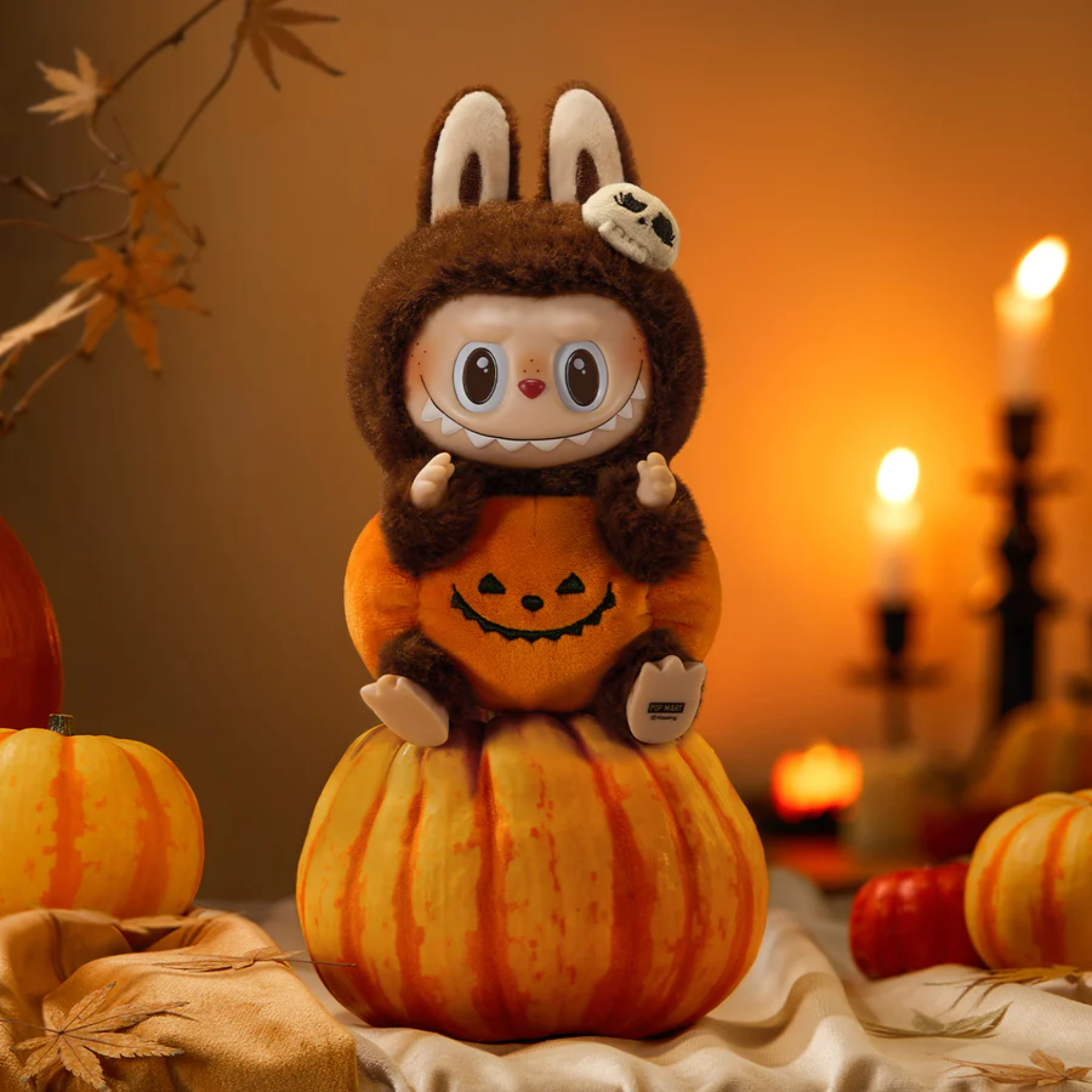 Pop Mart Labubu Happy Halloween Party Series-Sitting Pumpkin Vinyl Brelok