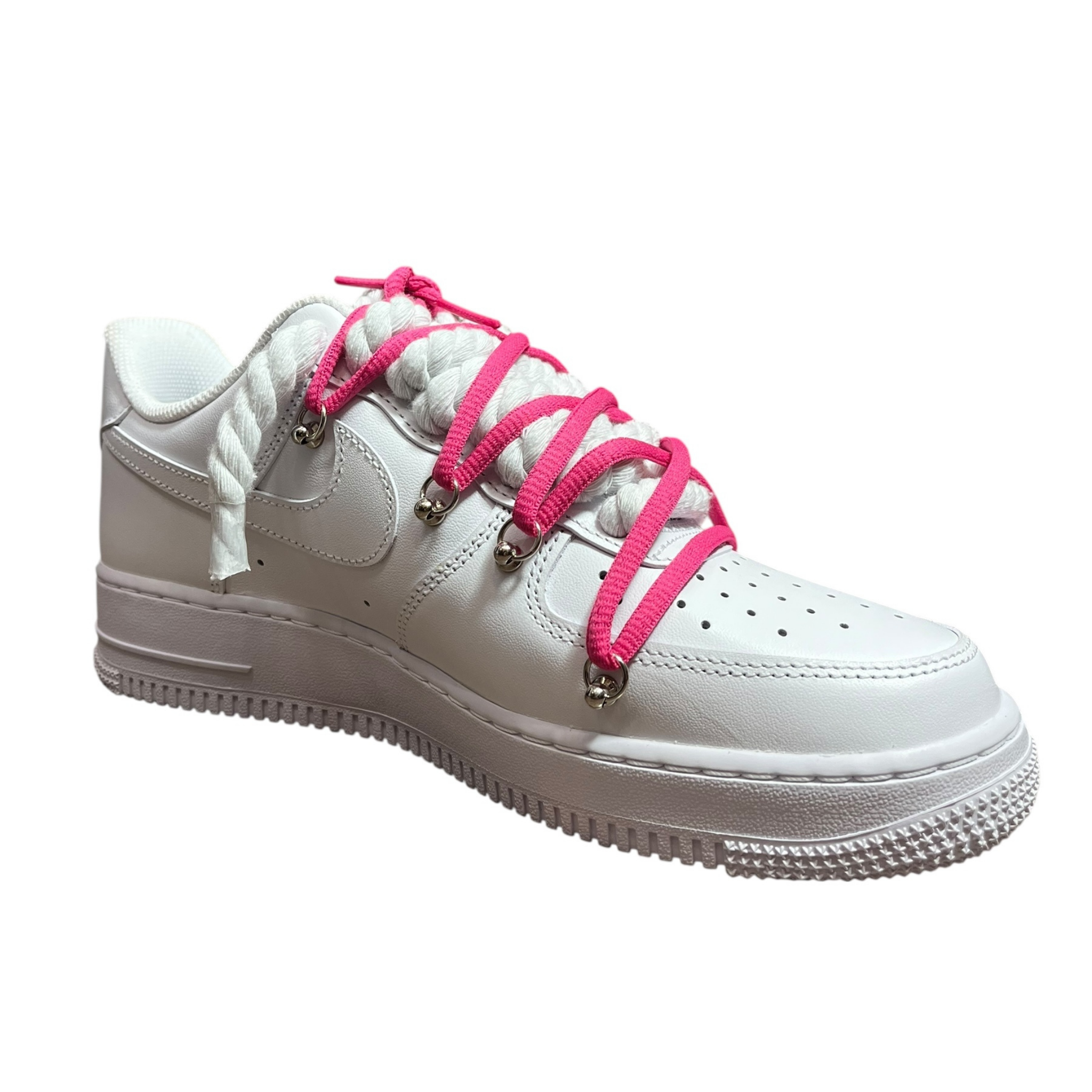 Nike Air Force 1 White Double Rope Laces White/Deep Pink