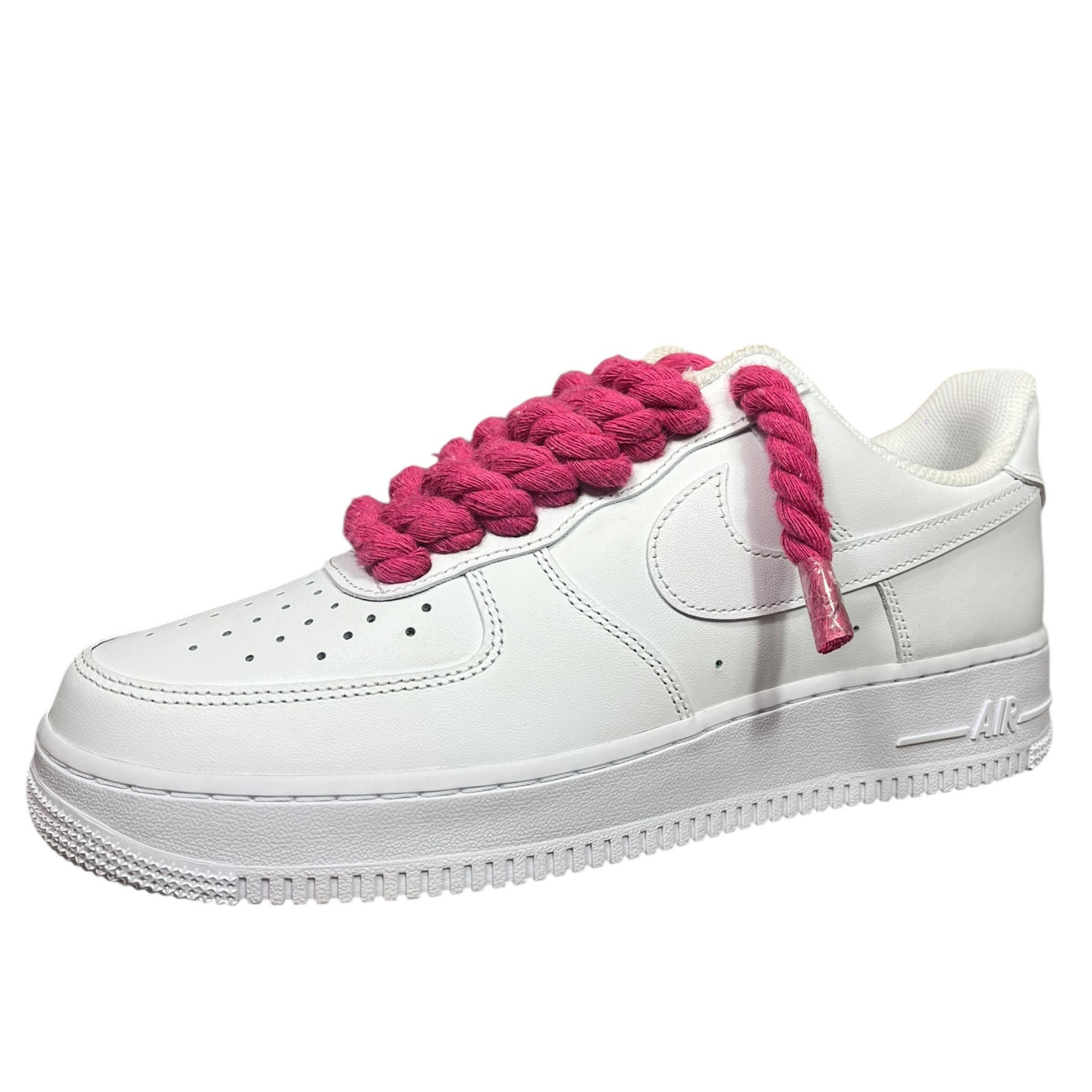 Nike Air Force 1 White Rope Laces Deep Pink