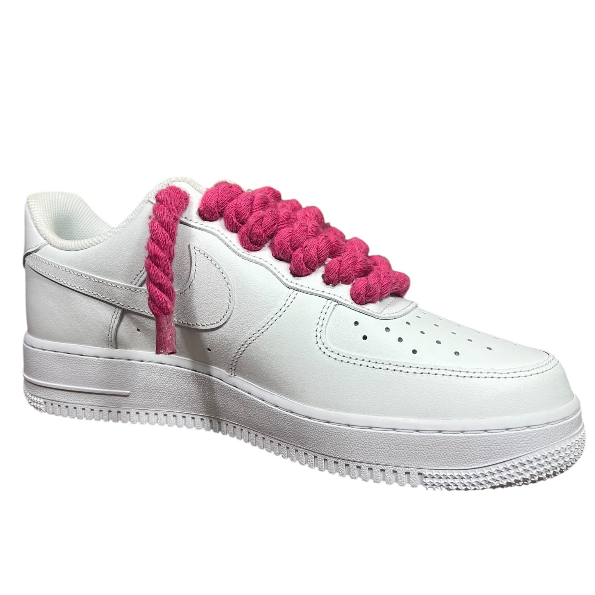 Nike Air Force 1 White Rope Laces Deep Pink