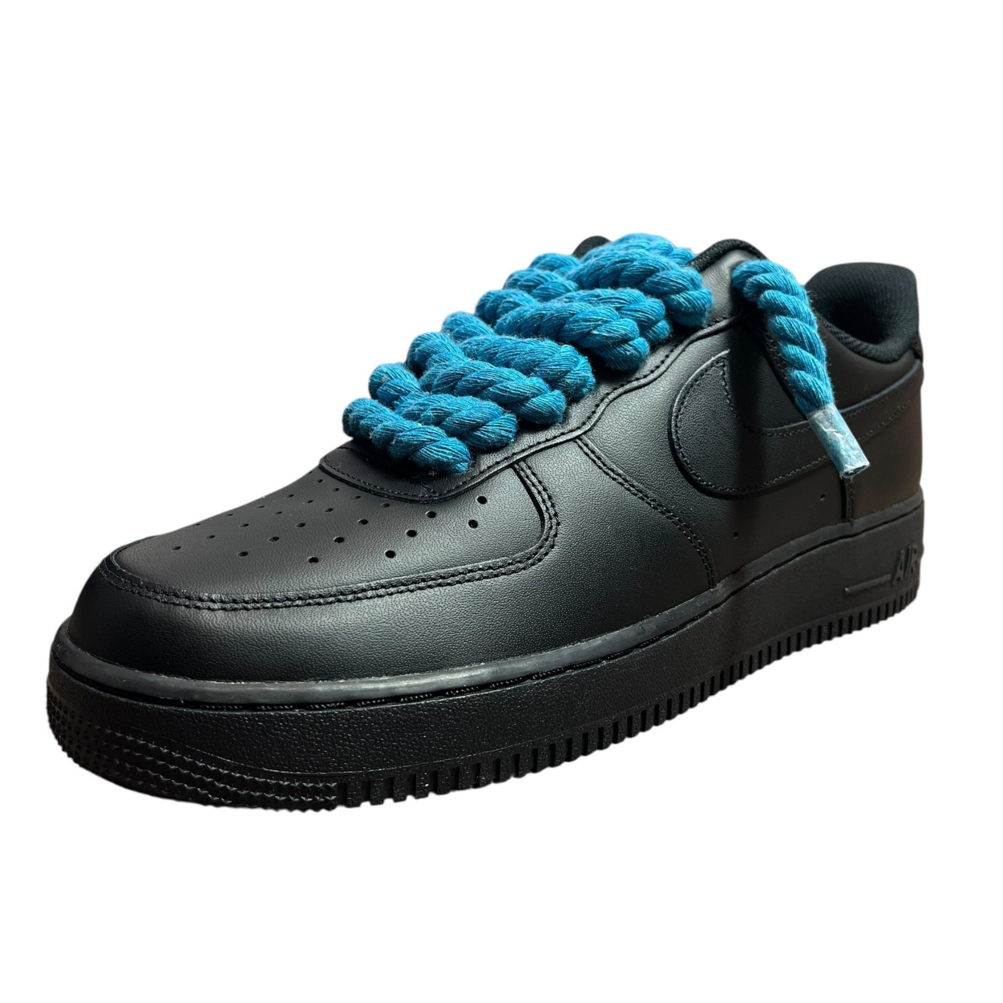 Nike Air Force 1 Black Rope Laces Blue