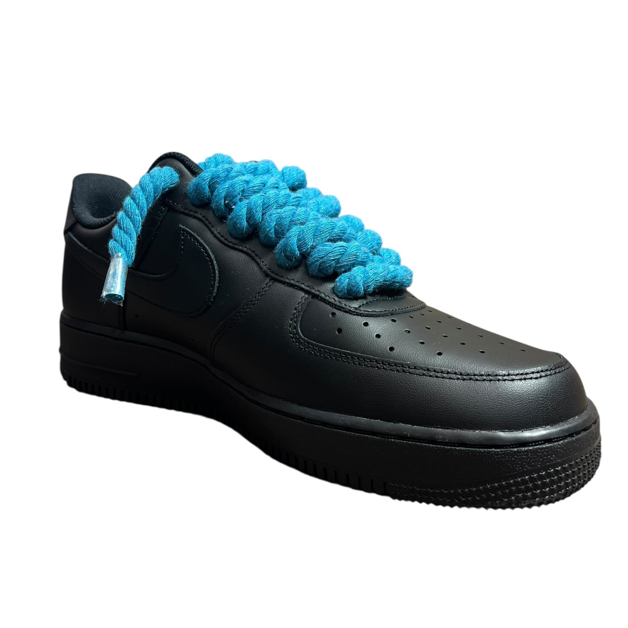 Nike Air Force 1 Black Rope Laces Blue
