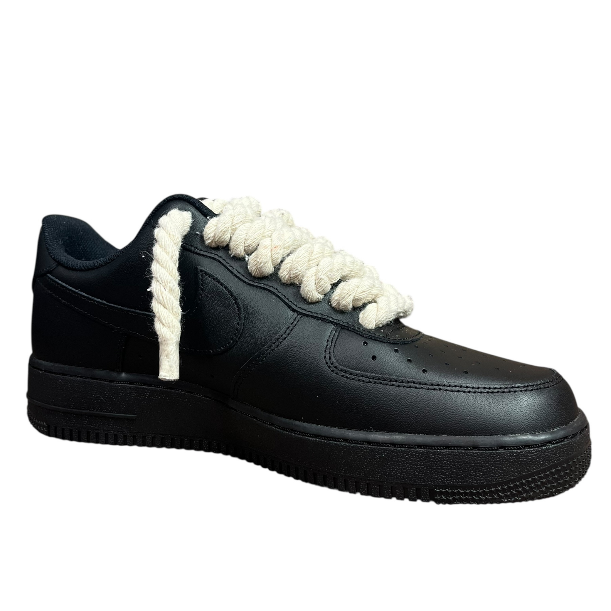 Nike Air Force 1 Black Rope Laces Beige