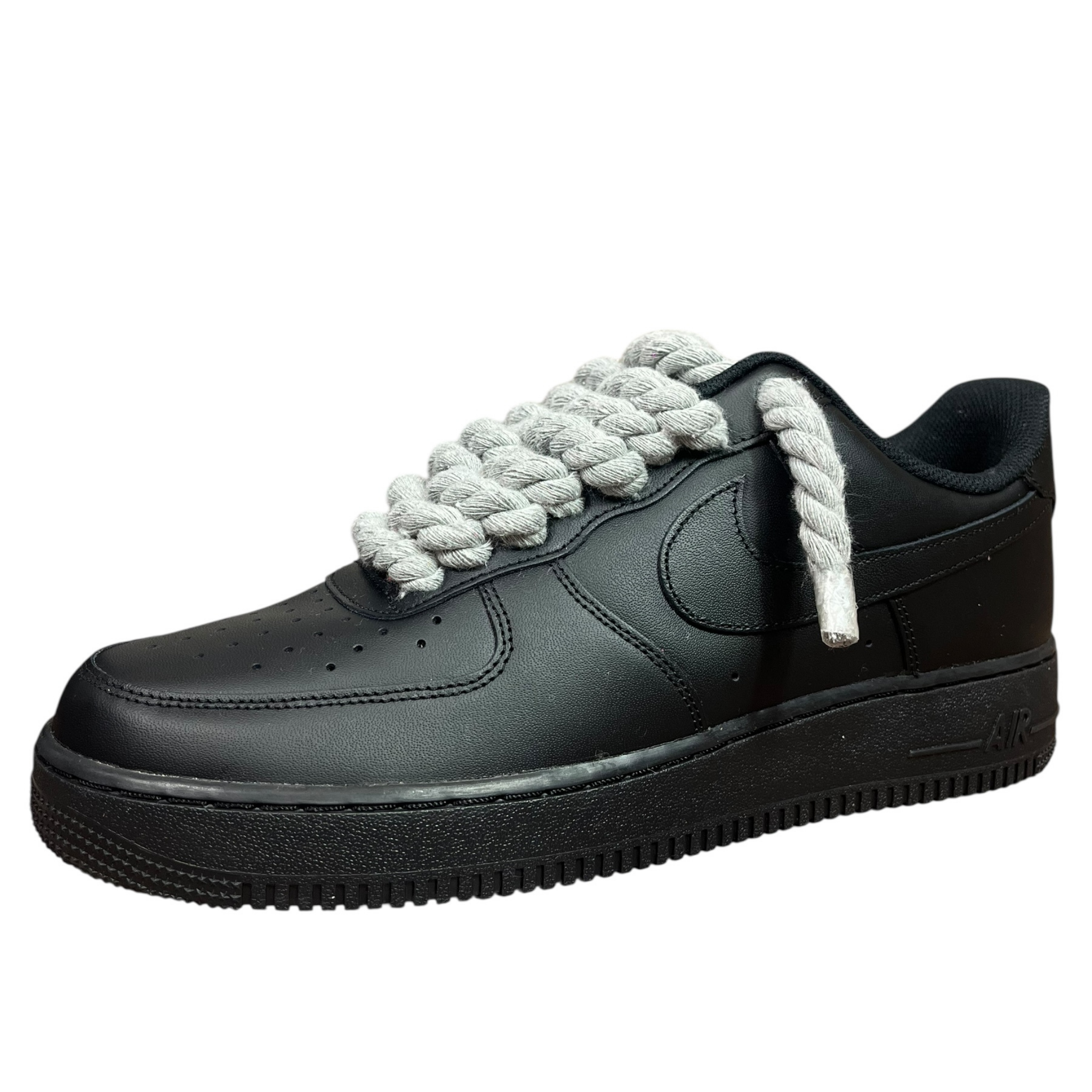 Nike Air Force 1 Black Rope Laces Grey