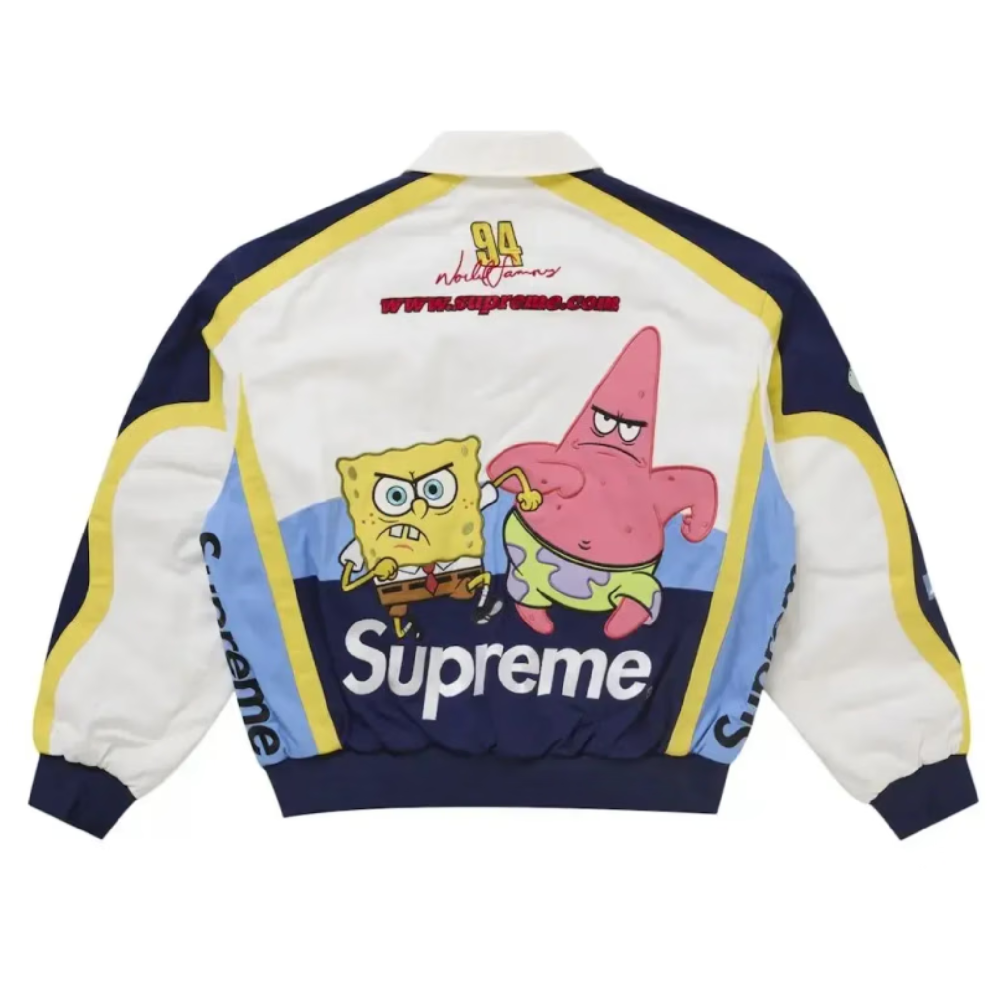Supreme SpongeBob SquarePants Jeff Hamilton Racing Jacket White