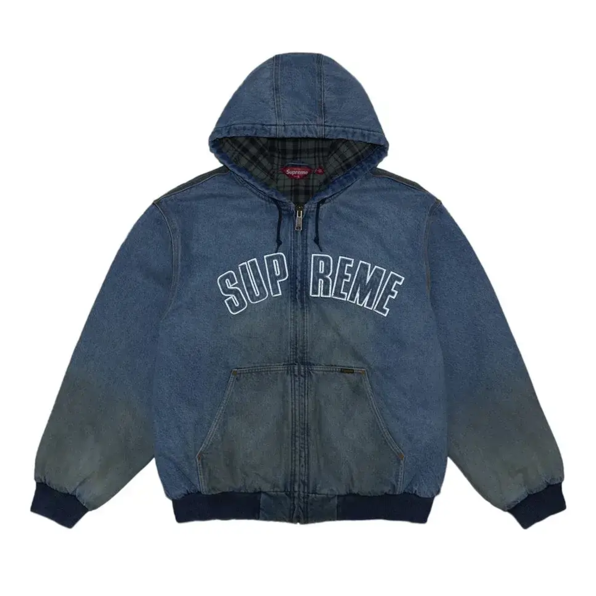 Supreme Reflective Arc Hooded Work Jacket Denim