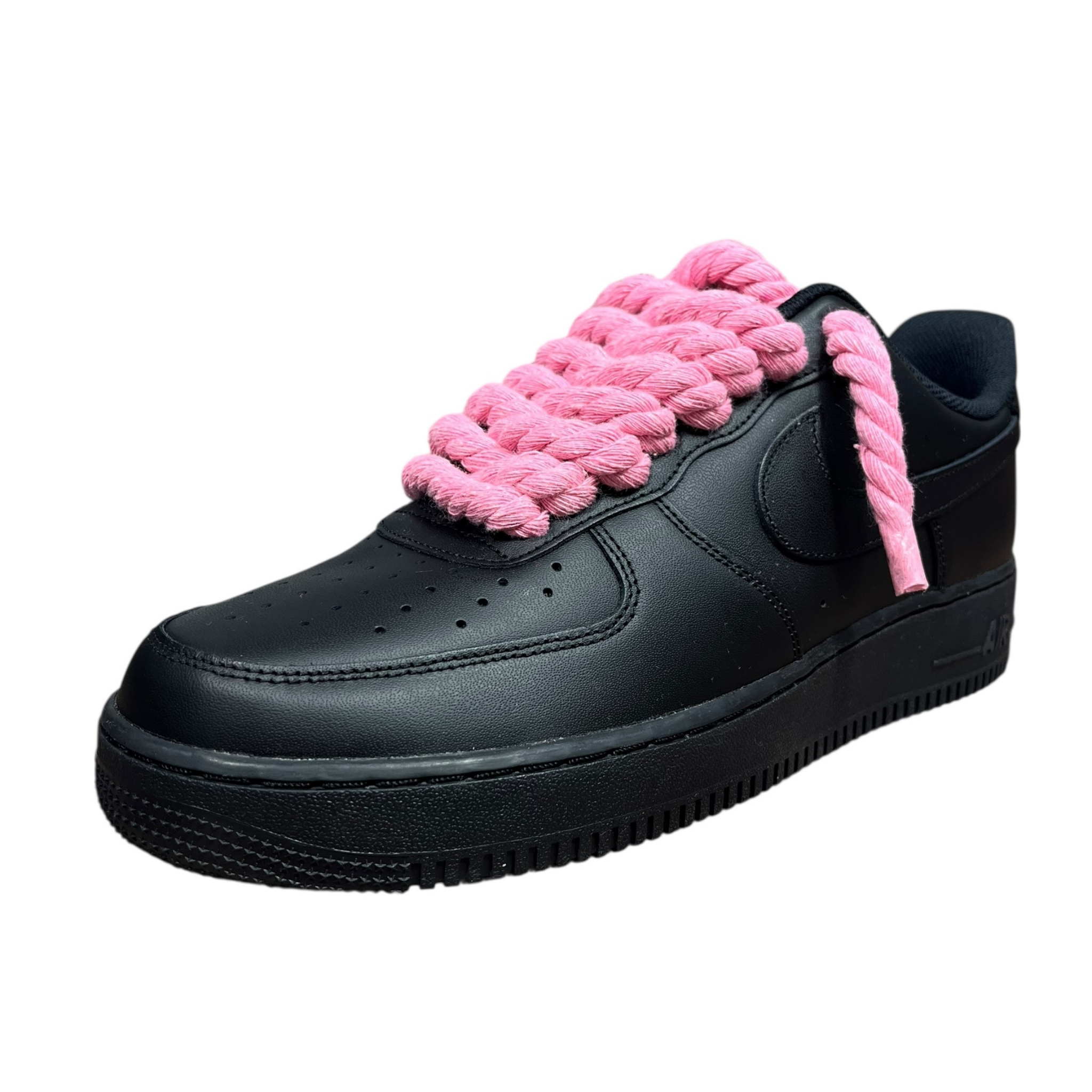 Nike Air Force 1 Black Rope Laces Pink