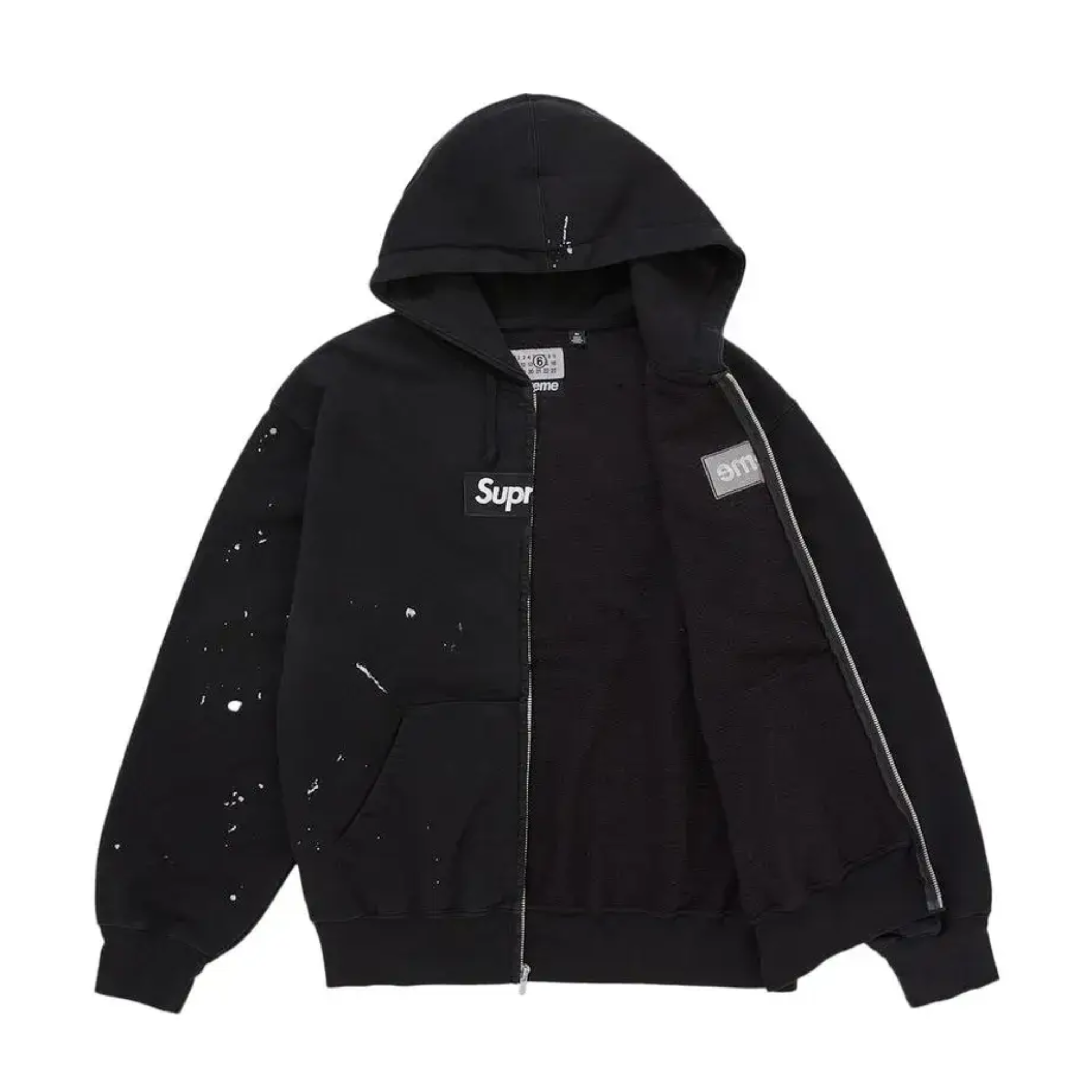Supreme MM6 Maison Margiela Box Logo Zip Up Hooded Sweatshirt Black