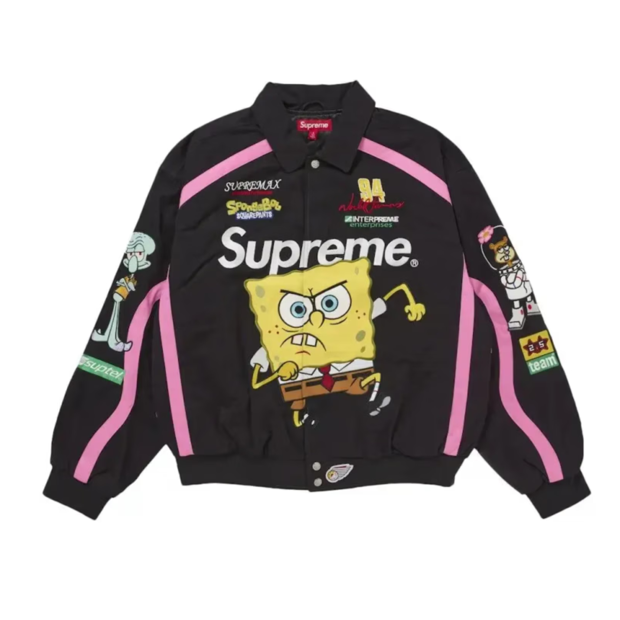 Supreme SpongeBob SquarePants Jeff Hamilton Racing Jacket Black