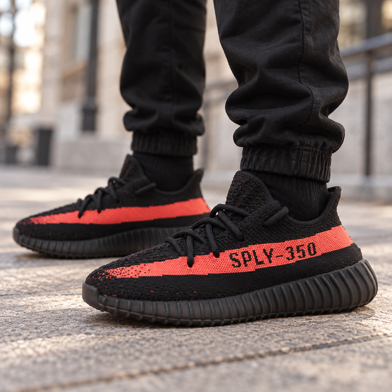 Yeezy Boost 350 V2 Core Black Red (Red Stripe)
